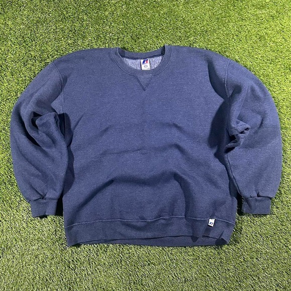 Vintage Russel Blue Blank Boxy Crewneck Sweatshirt - Picture 1 of 5